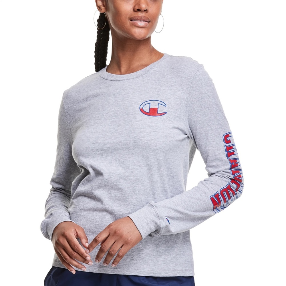 Champion Women’s Classic Script Logo Essential Long Sleeve Shirt NWOT